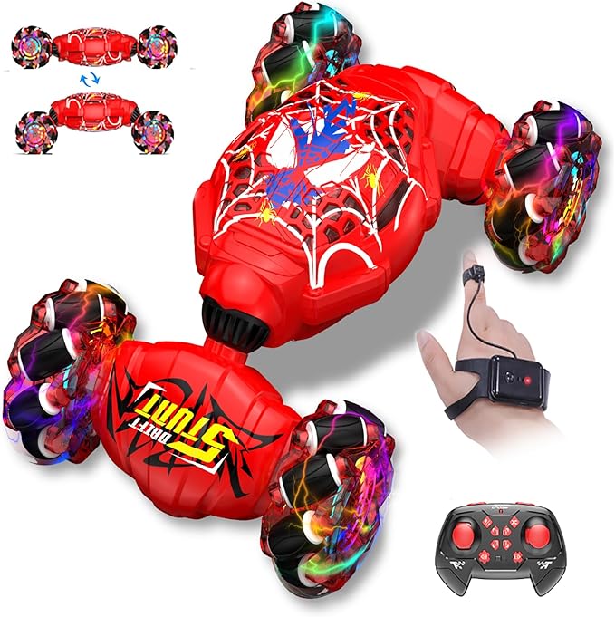 Nikuku Remote Control Car - 2.4GHz 4WD Gesture Sensing RC Stunt Car Toys for Boys and Girls Ages 6-12 360° Rotating Drift RC Cars with Lights and Music Ideal Birthday and Xmas Gift