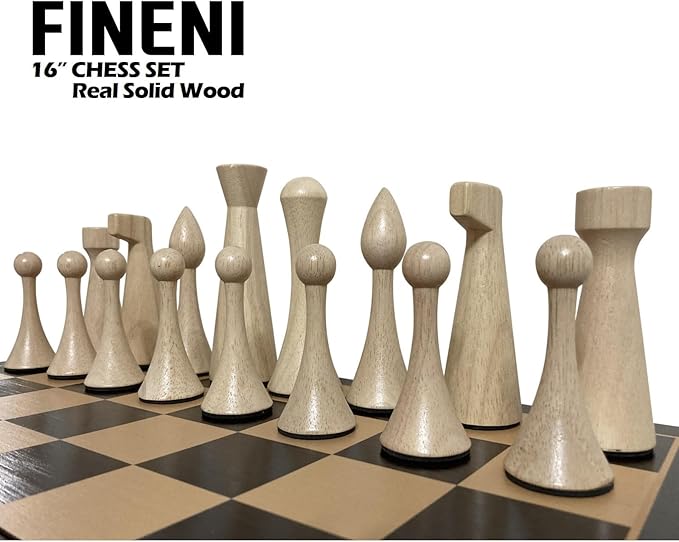 Luxurious 16 inch Real Original Colored Solid Wooden Chess Set. Durable Handmade Chess Board Game Sets with Storage Slots for 4.2” Weighted Beautiful &amp Elegant Designed Wooden 34 Pieces (C16L)