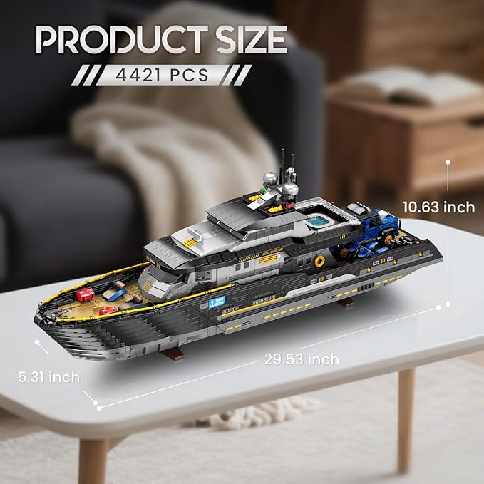 Reobrix Luxury Yacht Building Block Set for Adult 66103 Cruise Ship Building Toy Boat Model Kit Yacht Collectible Display Decorations Gift for Adult Boys Girls Kids 14+ (4421PCS)