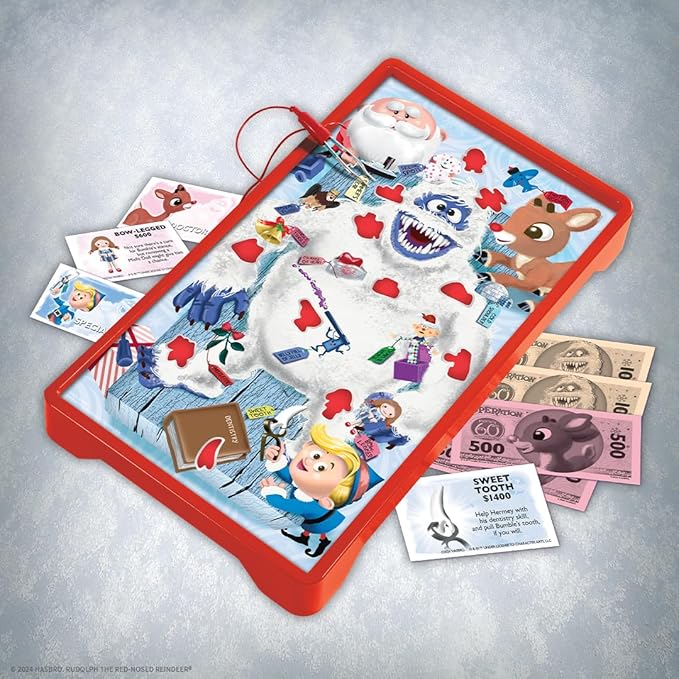 Operation: Rudolph The Red Nosed Reindeer 60th Anniversary Board Game Classic Electronic Remove The Objects or Get The Buzzer Game Featuring Bumble the Abominable Snow Monster Ages 6+ Players 1+