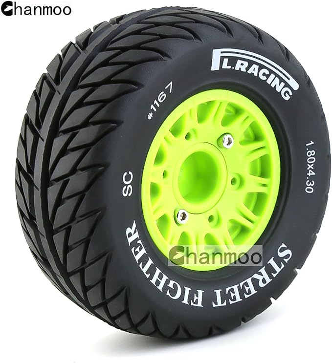 1/10 RC Short Course Truck Tires And Wheels With 12mm 14mm 17mm Hex 113mm 1/8 Rubber Tyres For 1/8 or 1/10 Scale On Road Car HSP Sonic 94102 GT PTG-2 Tamiya TT02 RC Racing Car 4PCS (Red B)