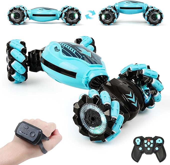 GILI Gesture Sensing RC Stunt Car - Hand Controlled Remote Control Twist Car for Boys Girls 6-12 4WD All Terrain Drift Toy 360° Flips Spring Break &amp Easter Birthday Gift for Kids Age 7 8 9 10 1