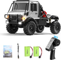 RC Truck 1/18 RC Semi-Trucks MN-333 Unimog Off-Road Rock Crawler 4WD Remove Control Truck RTR Transport Car Alloy Model for Modification Enthusiasts Gifts (Silver)