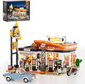 FUNWHOLE City Gas-Station Lighting-Building-Bricks Set - Road Trip Modular Car Service Station Collection LED Light Building Set 1608 Pcs for Adults Teen and Travelling Enthusiasts