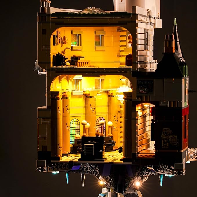 Upgraded Led Light Kit for Lego Gringotts Wizard Bank Horcrux War Building Set Music Version Compatible with Lego 76417 Model for Adults Fun Gift for Lovers (Model Not Included)
