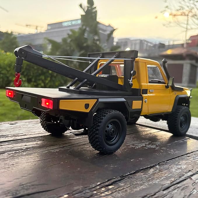 RC Rock Crawler 4x4 MN82T RC Truck with Crane Hook 1/12 Scale Remote Control Tow Truck Hobby for Adult All Terrain 280 Brushed Motor 2 Speed Proportional Control Upgraded ESC Receiver