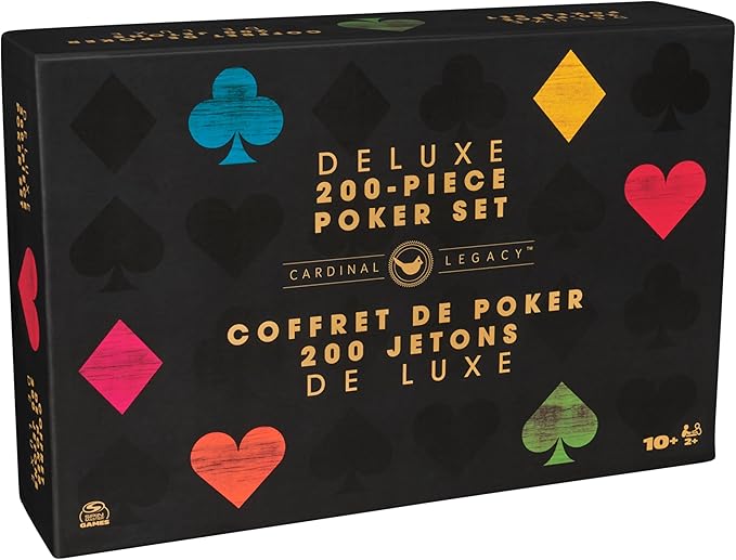 Spin Master Games Cardinal Legacy Deluxe 200-Piece Poker Set Premium Dual-Toned Poker Chips in Wooden Storage Case 2-10 Players for Ages 10 &amp Up