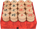 Beechwood Chinese Chess Set Xiangqi Travel Board Game Set with Leather Chessboard Strategy Board Games for 2 Players(4.8cm/1.9in)
