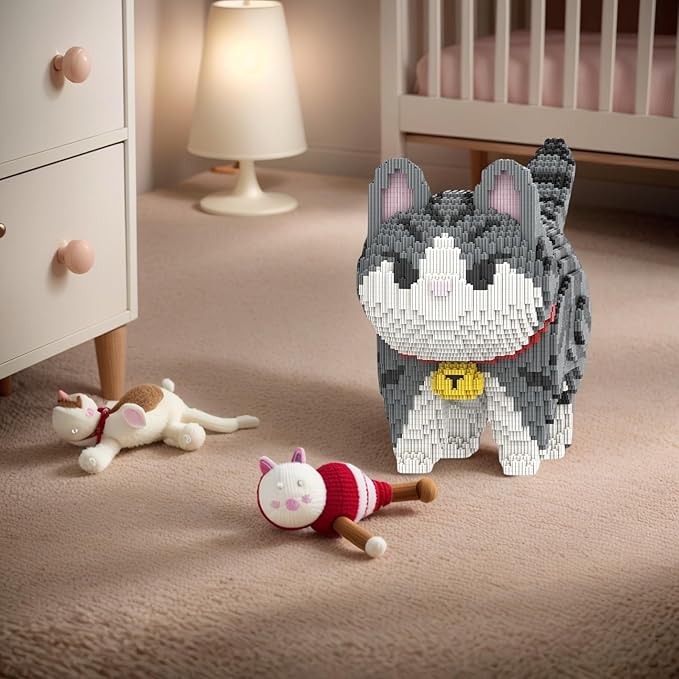 Gray Cat Micro Mini Building Block Sets for Adults No Compatible with Lego 6470PCS Pet Building Toys for Home &amp Office Decor MOC 3D Creative Model Gifts for Christmas