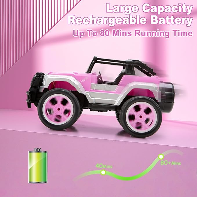 Remote Control Car for Girls Pink RC Car with Doll and Sticker for Ages 6-10 Years Old Girls 80 mins with Rechargeable Battery 1:16 Scale 2.4GhzOX11S Perfect Christmas Birthday Gifts for Grils