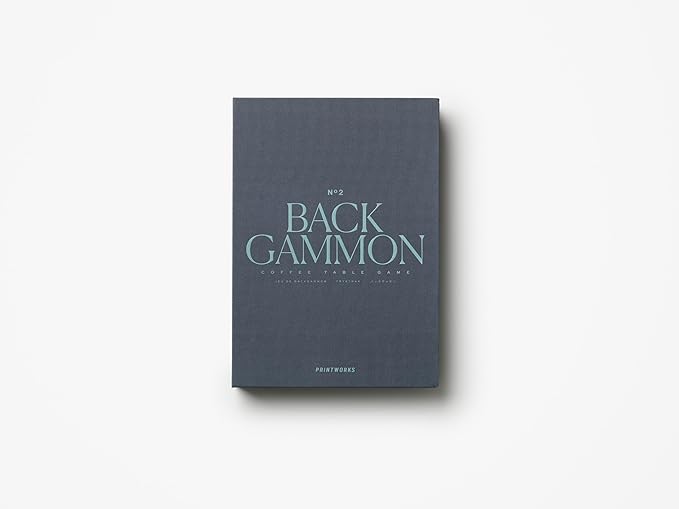 Printworks Classic Backgammon – Grey &amp Blue Acrylic Design Foldable Book-Style Set for Adults Elegant Tabletop Game