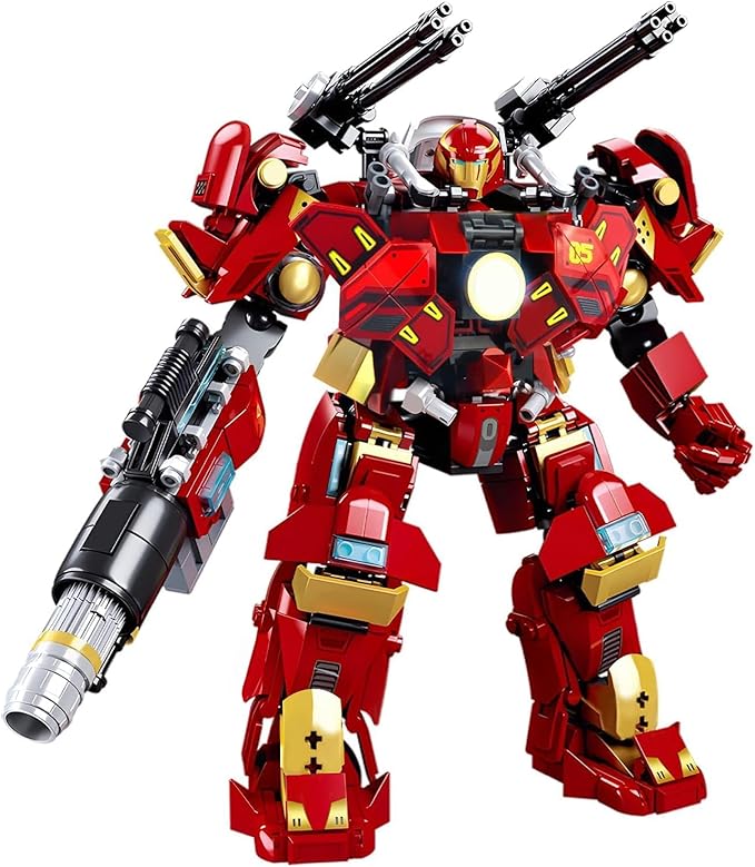 HIGH GODO Mech Robot Transforming Building Blocks Set for Adults City Warrior Justice Hero Soldier Mech Model Building Kit Cool Creative Robots Toys Gift for Teens 14+ 588 Pieces