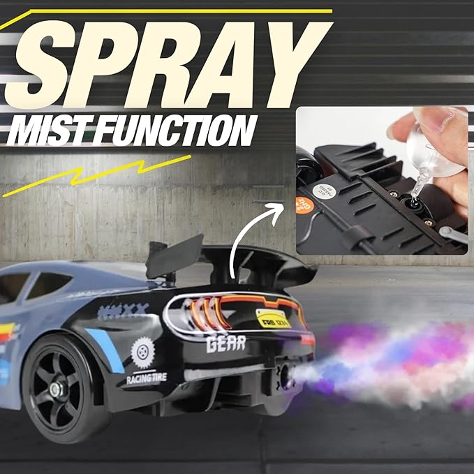 Liberty Imports RC Drift Car 1/16 2.4GHz 4WD Remote Control Sport Racing On-Road Vehicle with LED Light Batteries and Drift Tires (Silver)