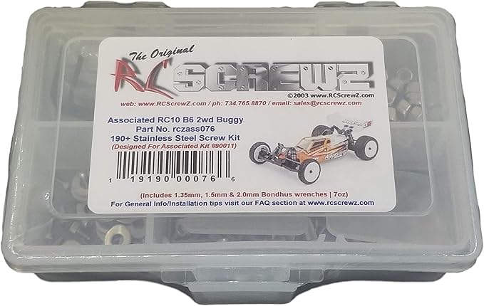 RC Screwz ASS076 - Associated RC10B6 2wd Buggy Stainless Steel Screw Kit
