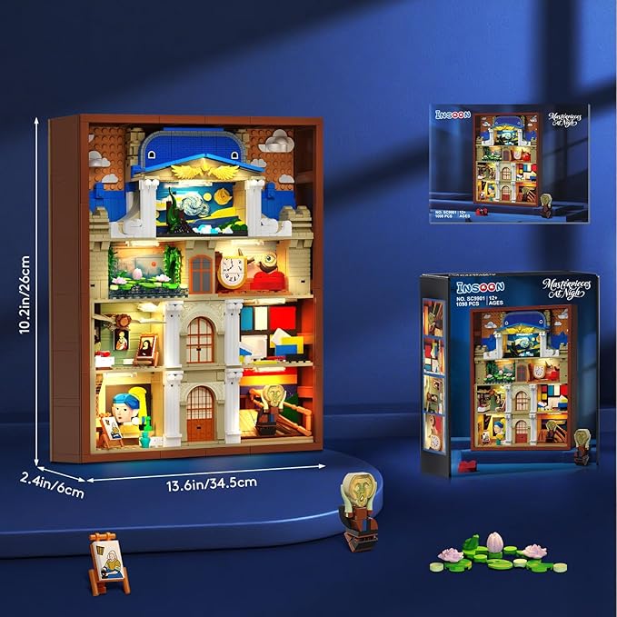 Artworks Painting Frame Building Set with Lights Artistic Painting Building Brick for Home Office Decor Collectible Art Building Block Kit for Adults Boys Girls Ages 12+ (Not Wall-Mountable)