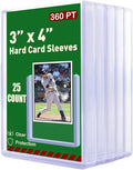 360pt 3x4 Hard Card Sleeves - 25Pcs Hard Plastic Top Loaders Card Sleeves for Trading Cards Top Loader Card Holder Fit for Thick Baseball Basketball Hockey Football Games and Memorbilia Cards