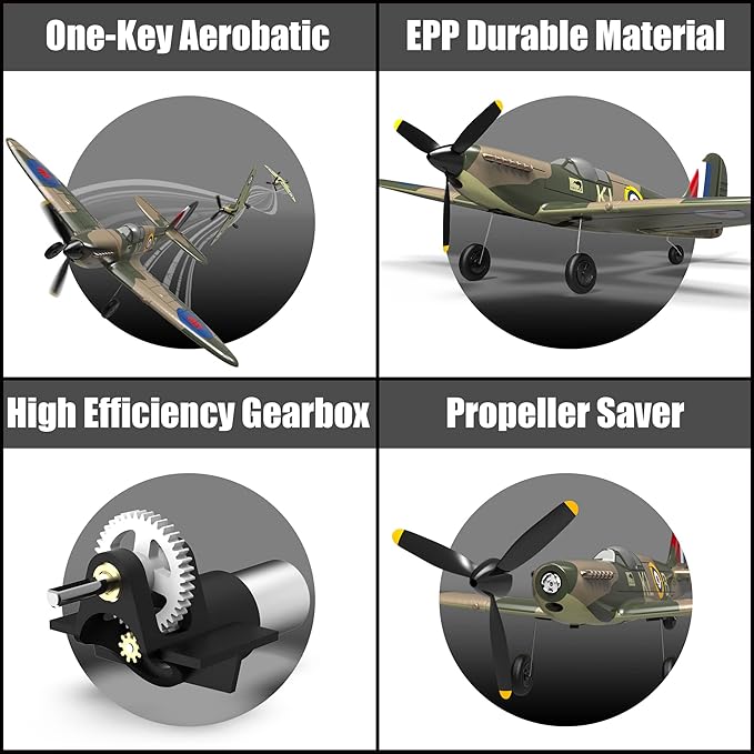 RC Plane Spitfire Fighter 4 Channel Remote Control Airplane with Gyro System for Adults