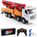 Concrete Pump Truck Toy 1:18 Scales Cement Truck Toy 11 Channel 2.4G Diecast Construction Trucks with Working Water Pump One-Touch Function120CM Pump ARM 630° Rotation for Teens 14+