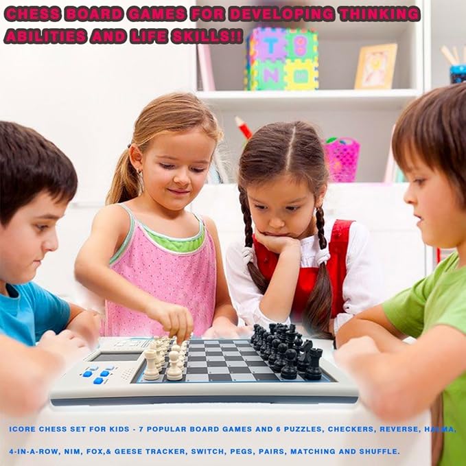iCore Electronic Chess Set Talking Chess Master Pro 30 Skill Levels and 14 Brain Games 1 or 2-Player Modes for All Ages