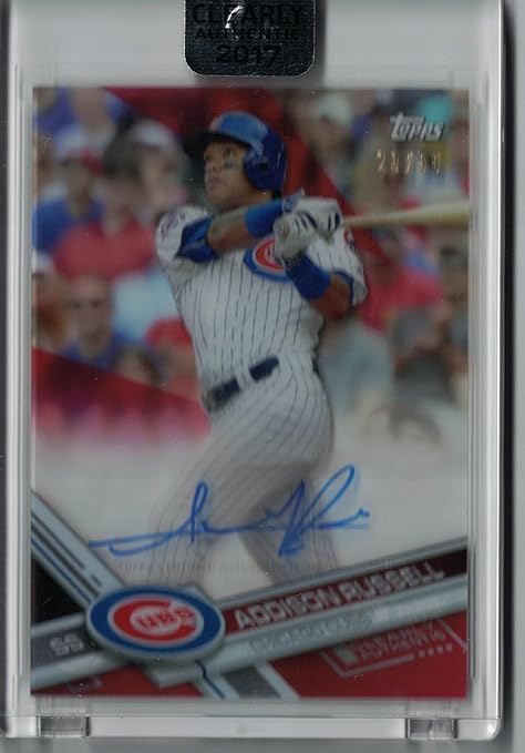 2017 Topps Clearly Red Authentic Addison Russell Addison Autograph Card #'d /50