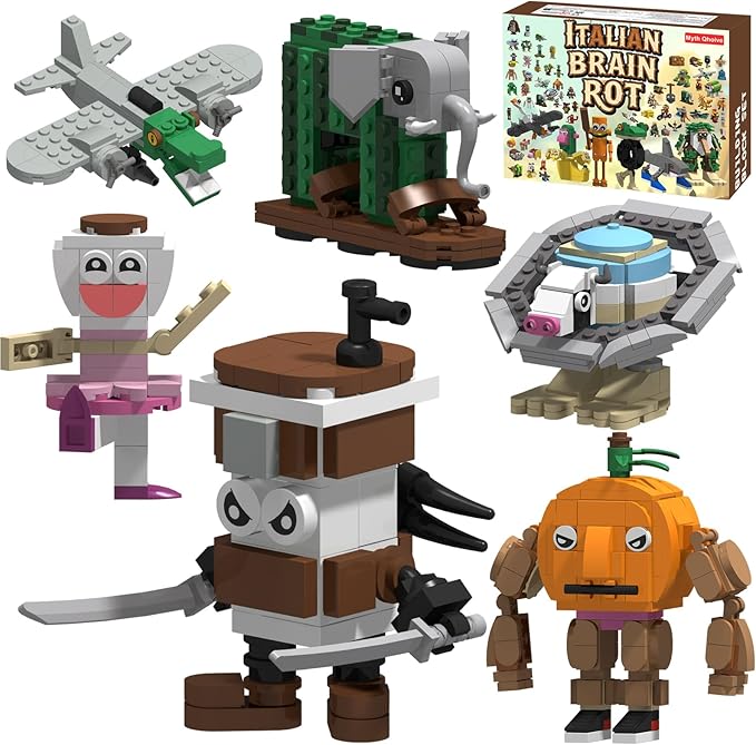 Italian Brain Rot Unique Cartoon Characters Building Blocks 6 in 1 Educational &amp Entertaining Gift Idea for Kids Teens &amp Adults