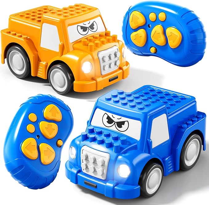 Remote Control Car for Aged 3-4 2-Pack 2.4 GHz Truck and Race Car with Sound Light Toddler RC Cars Ages 3-5 Electrical Racing Cars Indoor Outdoor for Boys Girls Birthday Gifts 3 4 5 6+