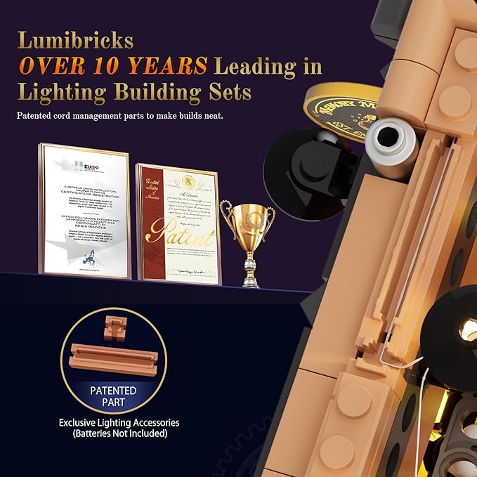 Steampunk Memory Magic Shop Lighting Building-Bricks Set 2056 Pcs Modular Building from Chrono Custodians Collection Display Set for Adults and Steampunk Lovers