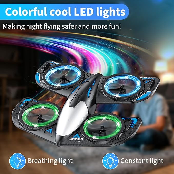 RC Drone for Kids Beginners Foam Remote Control Drone with Cool Lights 360° Flip Altitude Hold 3 Speed Modes Collision Protection and Ease of Use RC Airplane Quadcopter Toy Gift for Boys and G