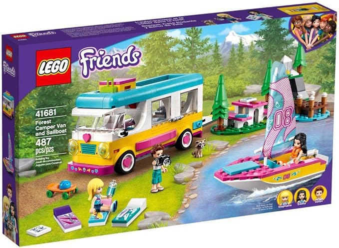 LEGO Friends Forest Camper Van and Sailboat 41681 Building Kit Forest Toy New 2021 (487 Pieces)