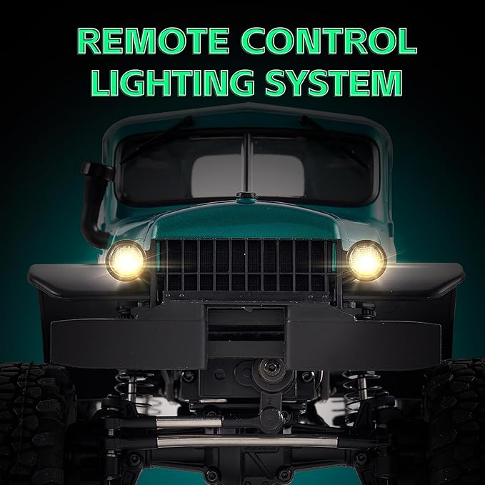 FCX24 FMS 1/24 Power Wagon Brushless RC Crawler Offroad Trucks 4X4 RC Rock Crawler with 2 Speed Switch Portal Axles and LED Lights for Adults (Green)