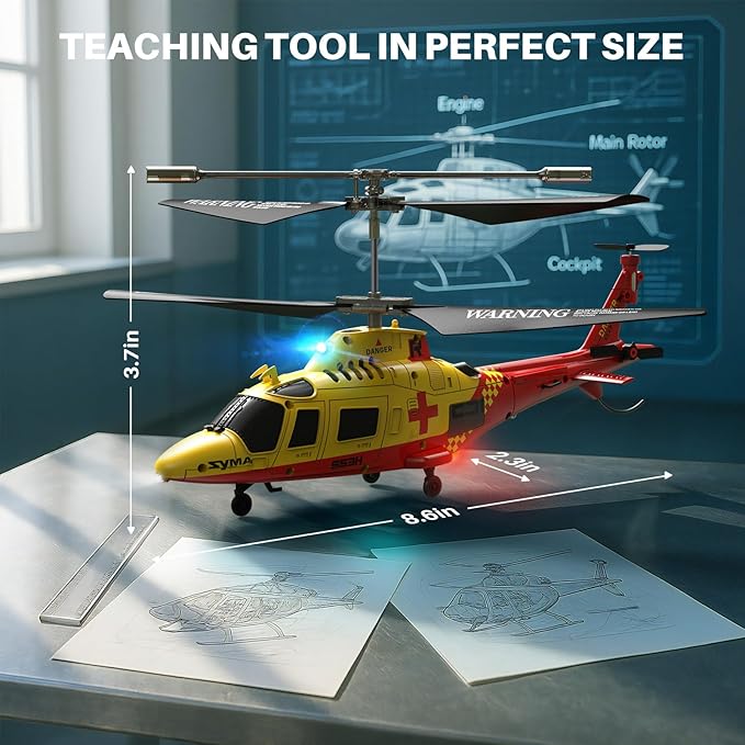 SYMA S53H Remote Control Helicopter with Simulation Rescue Design One Key Take-Off Altitude Hold Low Battery Alert for Boys and Enthusiast 8.66x2.36x3.7 in