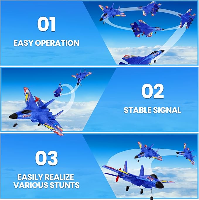 Su27 RC Plane Remote Control Airplane 2.4Ghz Ultra Long Endurance Raptor RC Fighter Jet Toy Airplanes for Kids Beginners Boys Girls