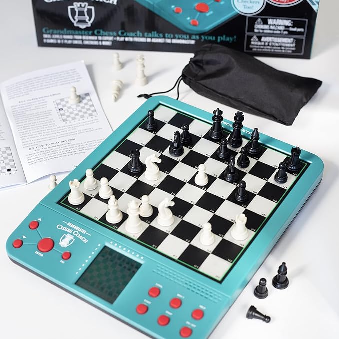 Electronic Chess Set for Kids &amp Adults- Grandmaster Game w Smart Computer Teaching Coach 100 Preset Lessons Beginner to Expert - 12 Modes 30 Skill Levels Why? Button + 8 Bonus Games Inc Checke