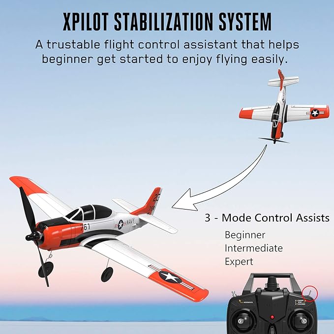 Volantexrc RC Airplane 2.4Ghz 4 Channel Remote Controlwith Aileron T28 Trojan Parkflyer RC Aircraft PlaneReady to Fly with Xpilot Stabilization SystemPerfect for Beginners