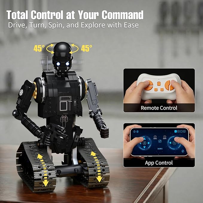 Robot Building Kit with Remote Control Programmable RC Robot Toy with LED Eyes Light Kit STEM Robotics Kit for Teens &amp Adults Compatible with Lego Set 588 PCS