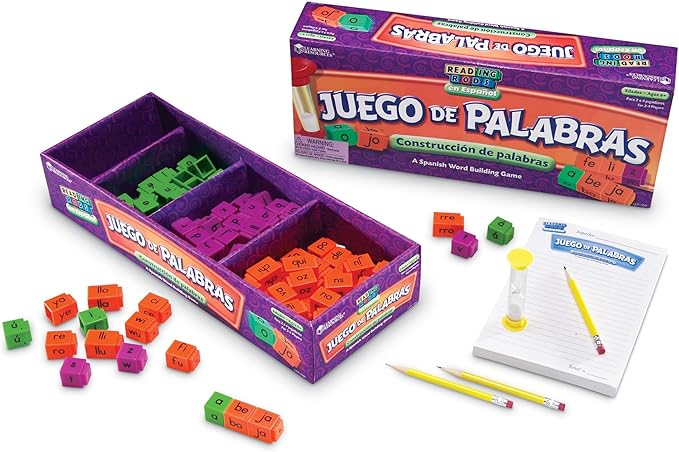 Learning Resources Juego de Palabras Spanish Reading Rods Word Game - Spanish Learning Board Games for Kids Bilingual Language Games