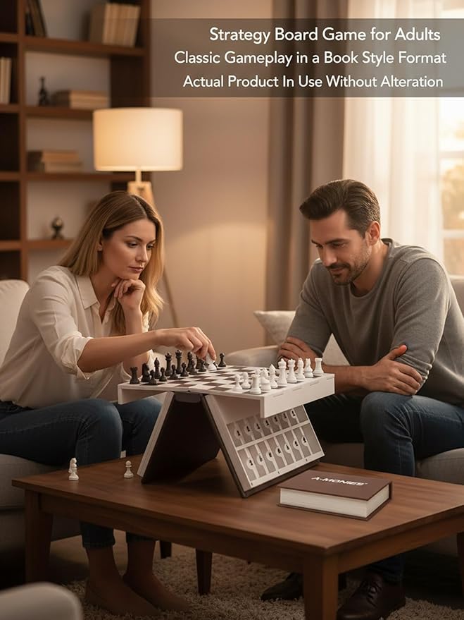 3D Hangman Book 3D Printed Magnetic Chess Book Board Game Portable Folding Playbook Design Travel Style Board Games Backgammon Novelty Books Shaped Games for Adults with Storage