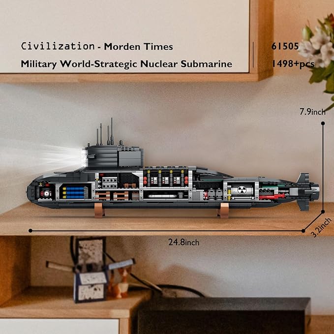 JMBricklayer Nuclear Submarine Building Sets for Adults Men Military Submarine Toys with Lights WW2 History Collectible Home Decor Battleship Construction Set Army Toy Gifts 1498PCS