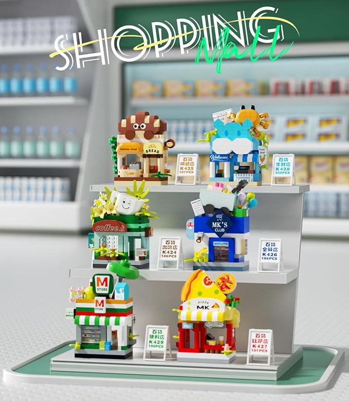 6 Set Street City View Mini House Festival Micro Building Toy Blocks Set for Home Decor Toys Gifts