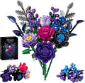 759 Pcs Purple Rose Flower Bouquet Building Set Botanical Collection Kit Artificial Fake Flowers Blocks Home Table Decor Aesthetic for Valentine's Day Birthday DIY Craft Floral Gift Without Vase