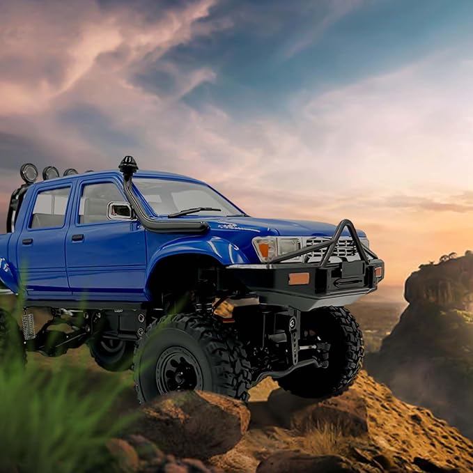 WPL C64-1 RC Car 1:16 Scale RC Crawler RTR RC Rock Truck 4x4 Off-Road Vehicle Mode 260 Motor New Gearbox with 3 Upgraded 1200mah Battery for Adult RC Hobby (Blue)