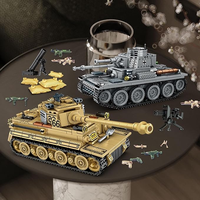 1030 Piece WW2 Army Tanks Toy Building SetsCreate a German Panzer 38T and a German Tiger Tank ToysAdult Collectible Model Tanks Sets to BuildChristmas Birthday Gifts for BoysTeensAdults