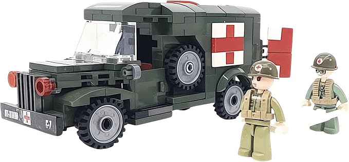 General Jim's Military Building Blocks US Army Ambulance WW2 (World War 2) Brick Building Vehicle - Military Ambulance Building Blocks Set for WWII or Brick Building Enthusiasts