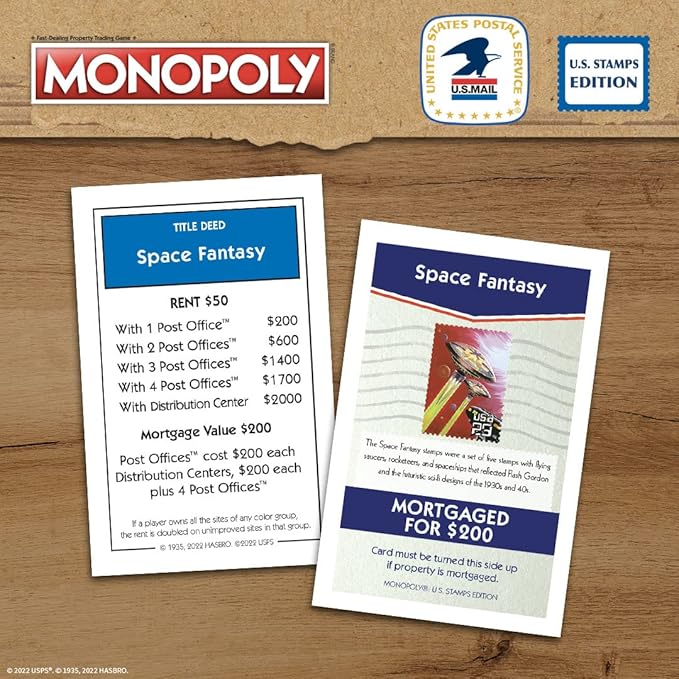 Monopoly: U.S. Stamps Edition | Buy Sell Trade Iconic &amp Collectible USPS Stamps | Classic Monopoly Game | Officially-Licensed United States Postal Service Merchandise