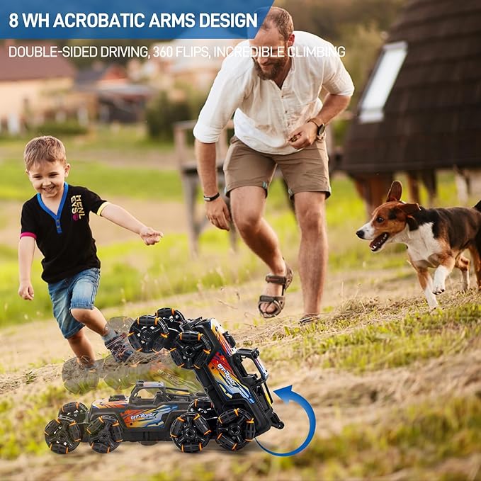 RC Stunt Car Remote Control Monster Truck - 360° Drift Car with Gesture Sensing 45°Hill Climbing Cool LED Lights &amp Music Effects - Top RC Cars Gift for Boys 8-12