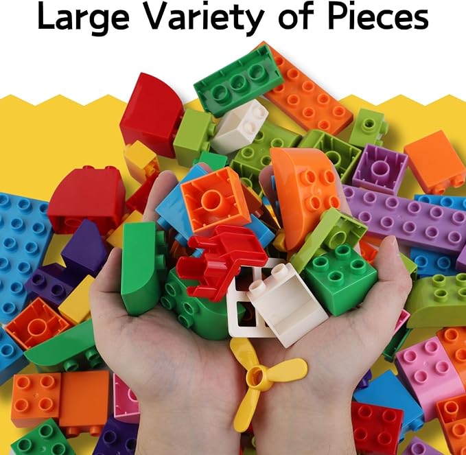 Liberty Imports Big Building Blocks 166 Pieces with Storage Organizer Box Large Bricks Set Educational Learning Classic Construction Toy Set for Toddlers Kids - Compatible with Major Brands