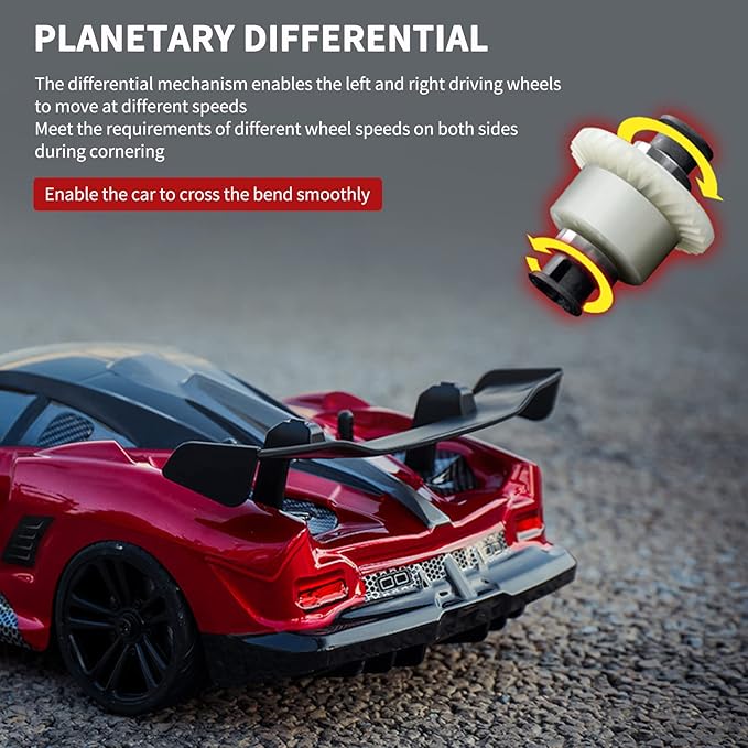 GoolRC RC Drift Car 1:16 Scale 4WD 35KM/H High Speed Remote Control Cars Full Proportional RTR 2.4GHz RC Racing Car with LED Lights Drifting Tire Racing Sport Toy Car for Teens and Adults