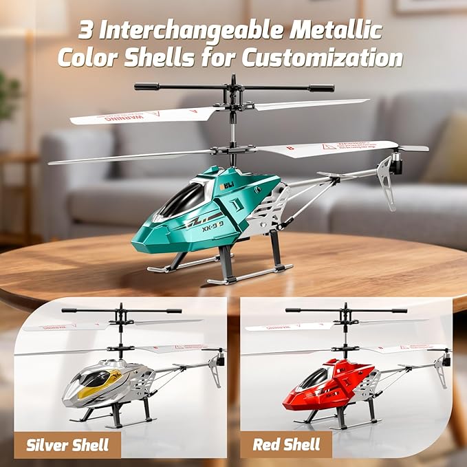 XIKOTEC Remote Control Helicopter RC Helicopter Toy for Kids 2.4GHz RC Plane with LED Lights RC Flying Toy Easy to Fly Indoor/Outdoor Gifts Toys for Kids Beginners 8+ (Blue)