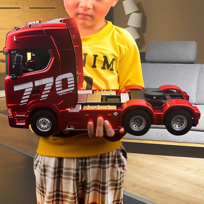 Ailejia 1/18 RC Tractor Truck Toys 770S 2.4GHz Remote Control Truck Semi Trailer 7.4V Battery Radio 19CH Light Sound