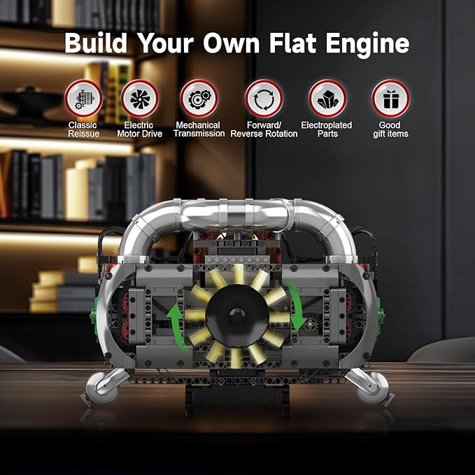 Mould King Flat-Six Engine Model Kit That Works - 2375+ PCS Boxer-6 Engine Scale Model Engine Kit for Adults with Battery and Motor Building Blocks for Adults DIY Construction Toys